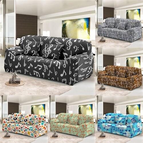Universal Music Note Printed Sectional Sofa Covers Stretch Slipcover Elastic Sofa Towel For Living Room 1/2/3/4 Seater