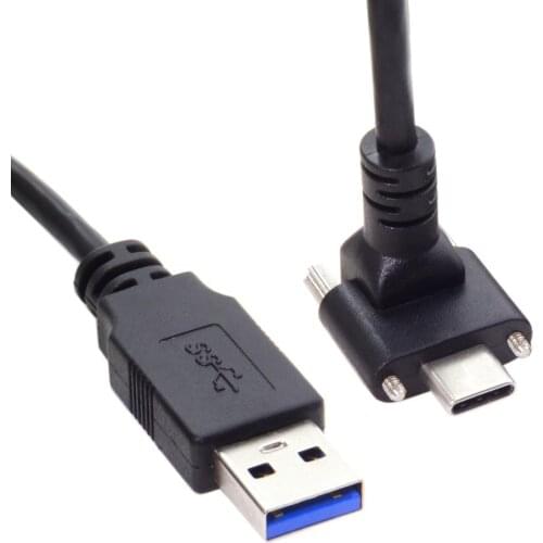 USB C cable 1.2m 3m 5m 90 Degree Up Down Angled USB 3.1 Type C with Dual Screw Locking to USB3.0 Data Cable for Camera