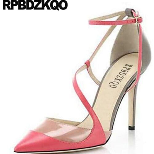Sheepskin Shoes Women Plus Size 13 45 Multi Colored Thin Pumps Patent Leather Sandals Fashion Brand 2019 Ankle Strap High Heels