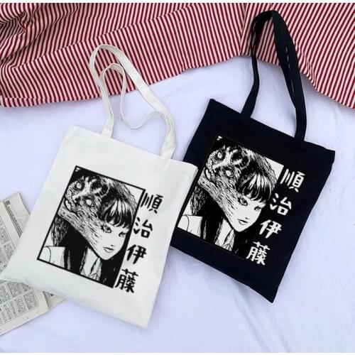 Japanese cute print new sweet Harajuku ins punk fun fashion canvas large capacity female Vintage chic summer women shoulder bags