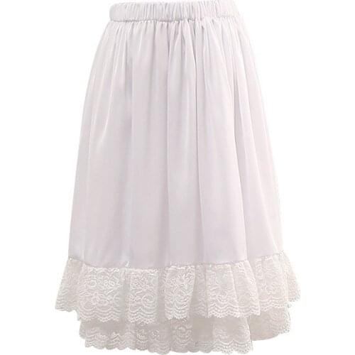 Womens White Petticoats Bustle for Ball Gown Wedding Dresses Underskirt Elastic Waist Sweet Lolita Daily Crinolines Lace Skirts