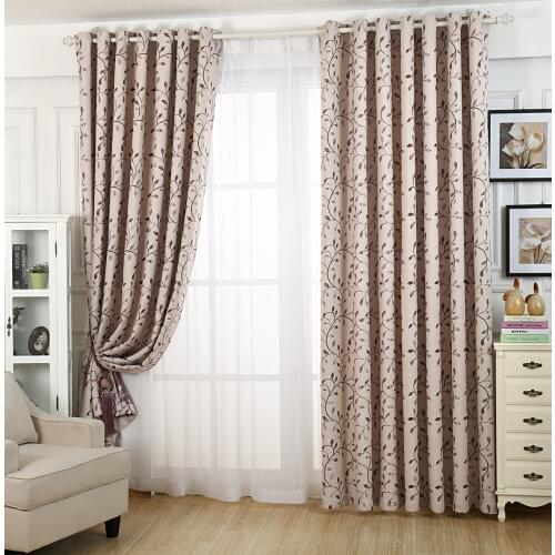 2021 New Curtain Fabric Modern Simple Pastoral Lobular Flower Curtain High Shade Living Room for Bedroom Use Direct Sales