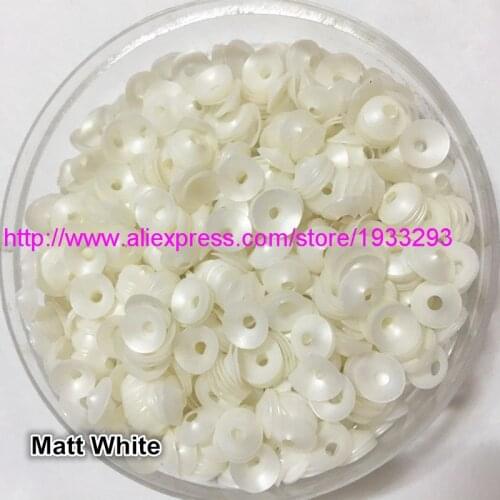 50g(3000pcs) 6mm CUP Matt White Color Funnel Shape round loose sequins Paillette sewing Wedding craft good quality