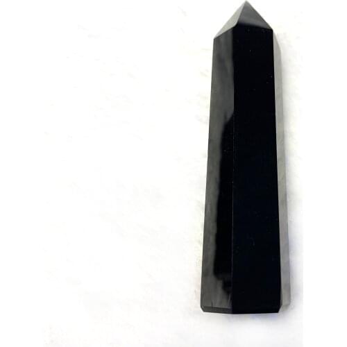 75-85mm Natural Black Obsidian Tower Quartz Obelisk Wand Crystal Point Quartz Hexagonal Prism Healing Meditation