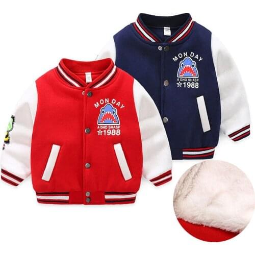 Boys'baseball clothes Winter Kids Plus velvet coat Thick cotton Fashion girls Warm Cashmere toddle clothes children clothing