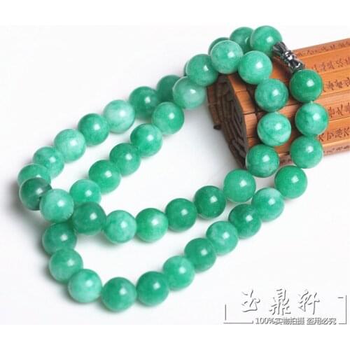 Full of green jade beads necklace large particles of men and women styles