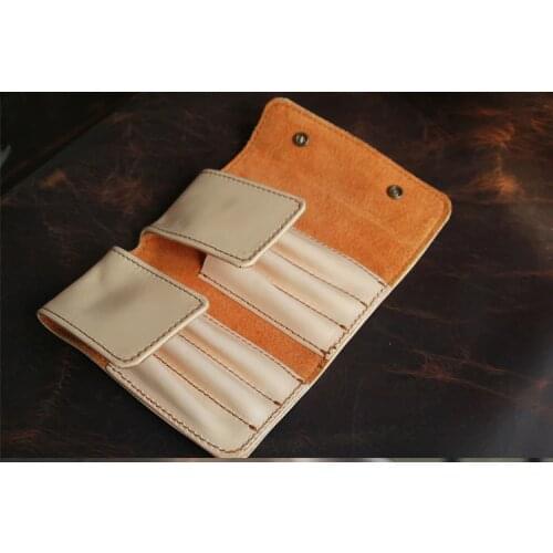 Genuine cowhide leather pencil case bag for brushes art cosmetics cute leather pen pouch pouches bags for pens pencil bag pouch