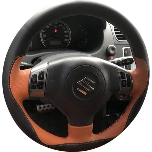 Customized for Suzuki Grand Vitara Swift SX4 Celerio Liana2 Hand Sewing Leather Suede Car Steering Wheel Cover Car Accessories