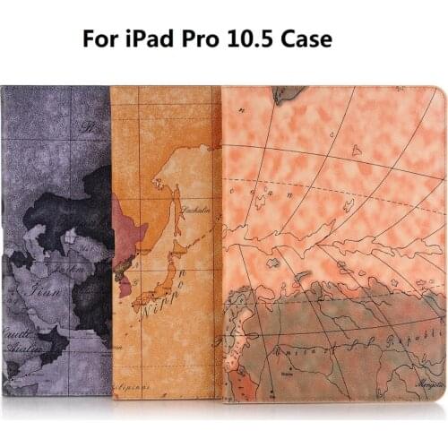 Print Map Flip Coque For iPad Pro 10.5 2019 Case A1701 A1709 Card Slot Leather PU Stand Cartoon Funda For iPad Pro 10.5 Cover