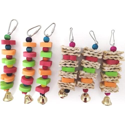 Parrot Wood Toys Bird Chewing Stick Toy Natural Wooden Blocks Toy Bird Bite Toys For Large Medium Parrots Macaws Bird Supplies