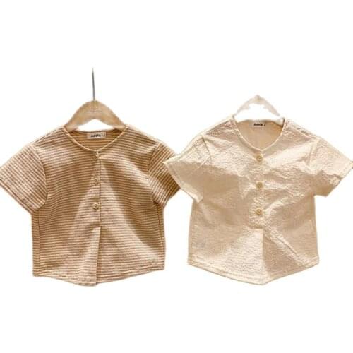 Korean Children Clothing Ins Newborn Baby Boys Girls Cotton Linen T Shirt 2020 Cardigan Toddler Tees Shirt Tops 3M 6M 12M 24M