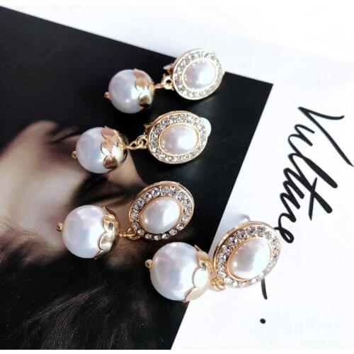 Sweet Pearl Crystal Glass Stones Elegant Earring For Women