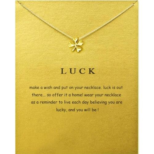 Porcelain Four-Leaf Flower Heart Pendant Necklace Gold Color Pearl Card For Women Clavicle Necklace Friend Lucky Gift