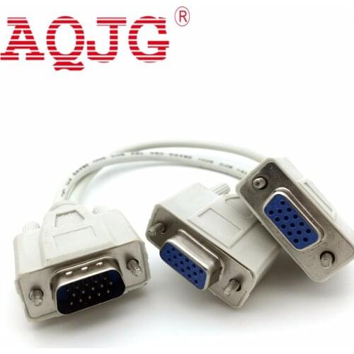 Vga Male to 2 Female Serial Rs232 Splitter Cable VGA Male to 2 Female 2 in One Cable for Cash Register Displays VGA15 PIN AQJG