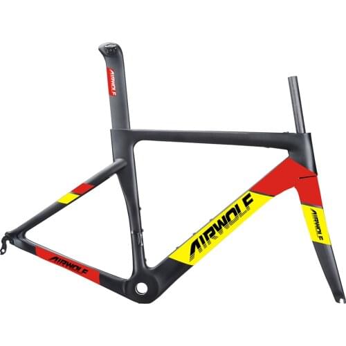 AIRWOLF Carbon Road Bike Frame 700C Rim Brake T800 Toray Carbon Fiber Road Bicycle Frameset Internal Cable Routing BSA 68mm