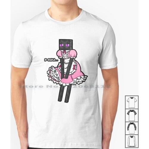 Kawaii Maid Enderman T Shirt 100% Cotton Enderman Maid Kawaii Baka Anime Japanese Mojang Cursedvision Mobs Pink Cute Manga