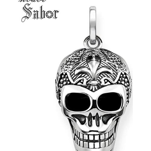 Pendant Lily Skull Skeleton silver color To Men Punk Heart Jewelry Fashion Rebel Key Chains Pendant Fit Necklace thomas