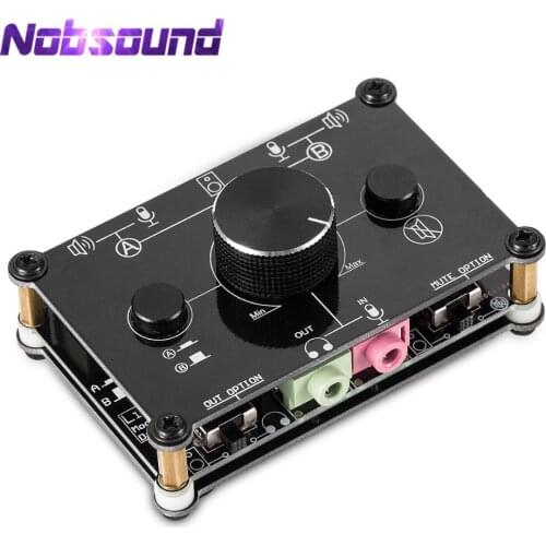 Little Bear MC1023 Mini 2-Way Audio Microphone Headset Speaker MIC Switcher Hub Volume Control Selector for Computer PS4 Xbox