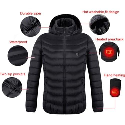 2021 Men USB Electric Heating Jacket 8 Areas Heating Vest Long sleeve Heating Coat Thermal Washable gilet homme manche longue