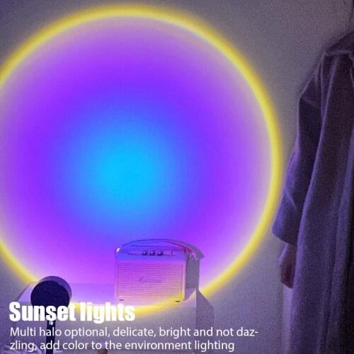 Sunset Projection Lamp Rainbow Atmosphere Led Night Light Sunset Light For Home Bedroom Background Wall USB Night Lights