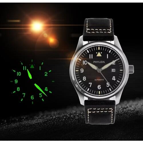 PHYLIDA 2021 New 300m Water Resistant 40mm Black Diver Male Digital Automatic Watch Sapphire Crystal Orologio Uomo