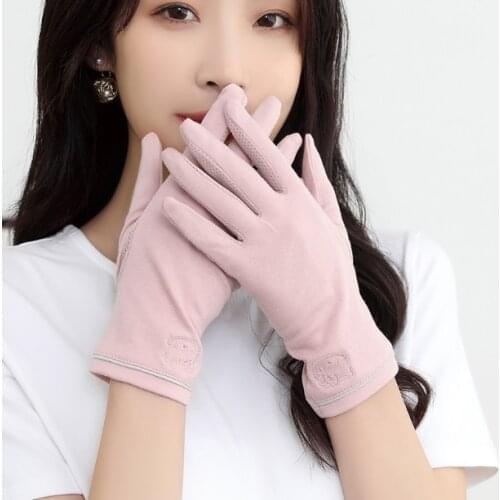 Womens elegant sunscreen touchscreen cotton glove female spring summer vintage thin non-slip riding driving glove R3514