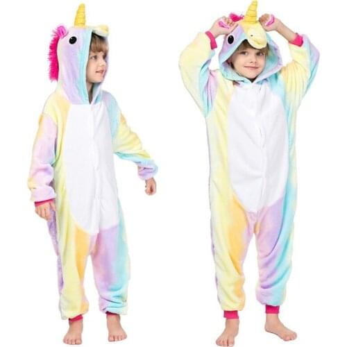 Hot Unisex sleepwear warm Flannel child parent-child unicorn pajamas male and female baby performance animal cute home clothes