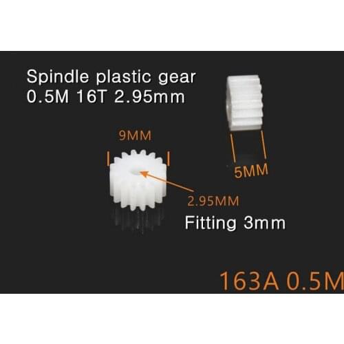 10PCS 163A spindle plastic gear,0.5M 16T 2.95mm,Straight teeth motor gear,DIY model toy accessories Fitting 3mm