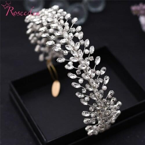 Full Rhinestones Classic Bridal Tiaras Crystal Hair Piece Headpiece Wedding Headpieces for Bride Hair Jewelry RE3965