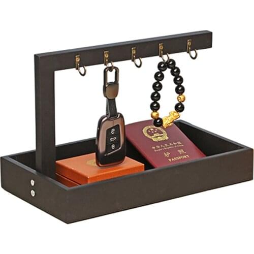 Simple and creative bamboo and wood ornaments multifunctional tabletop sundries storage shelf plate