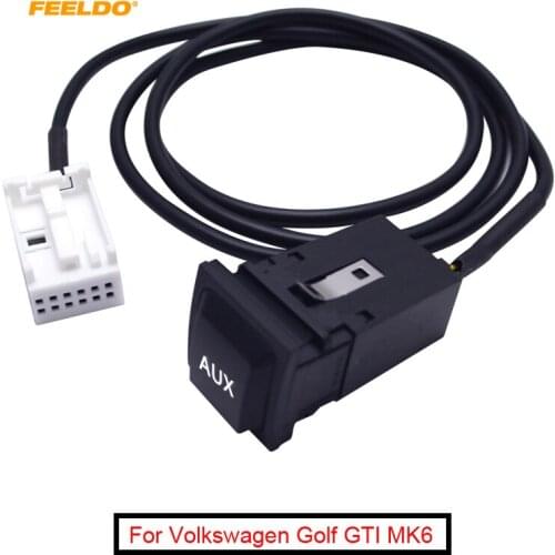 FEELDO 5Pcs Car Audio AUX Cable Plug With Switch For Volkswagen Golf MK6 Sagitar SciroccoRCD510/300/310 #AM1868
