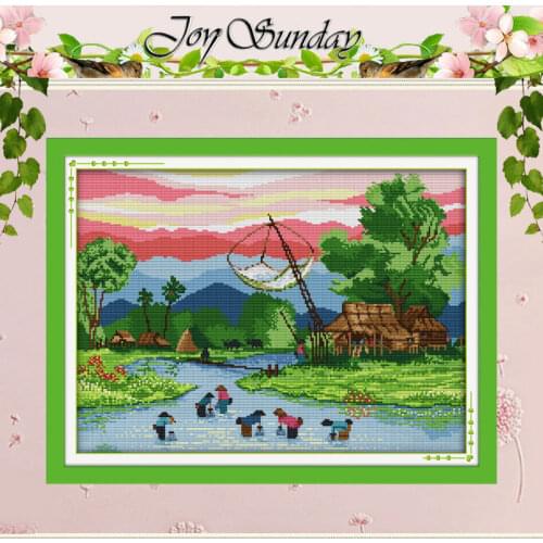 Fishing Patterns Counted Cross Stitch 11CT 14CT Cross Stitch Set Wholesale Chinese Cross-stitch Kit Embroidery Needlework