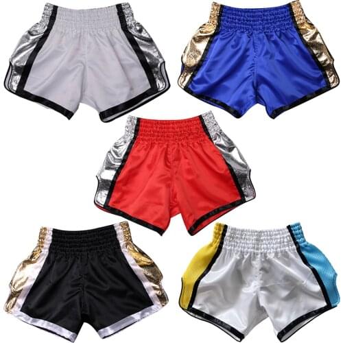 Boxing Pants Man Gold Silver Muay Thai Shorts MMA Children Kickbox Equipment Woman Kids Fightwear Grappling Fighting Sanda Short