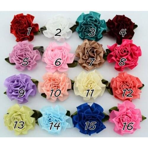 Dog Grooming hairpin Pet child baby Princess accessories DIY decorative flower green leaf bottom polyester carnation 50PCS