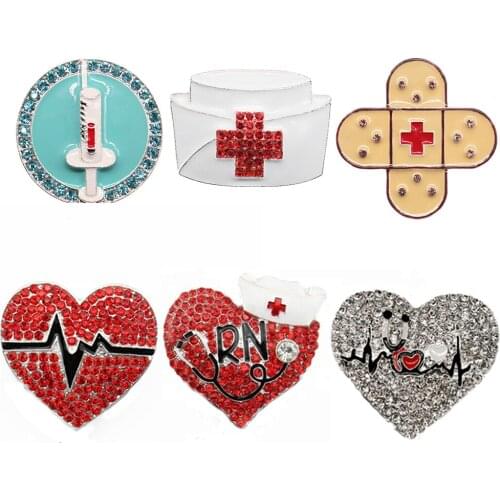 Rhinestone nurse heart shape rhinestone Stethoscope hijab brooch