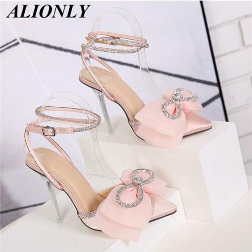 ALIONLY Butterfly-Knot Gladiator Sandals Shoes for Women 2021 Summer Sexy High Heels Sandals Pumps Buckles Party Dress Shoes