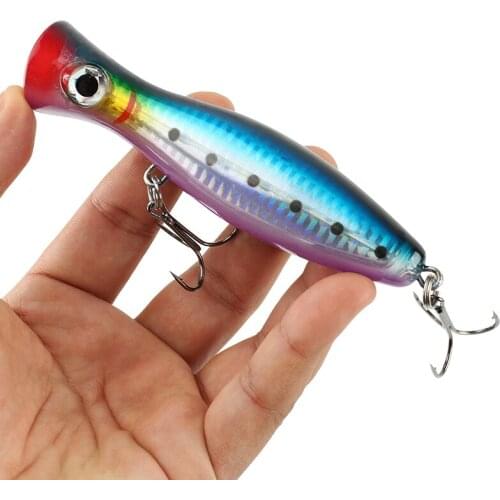 1Pcs Popper Fishing 3D Eye With Hooks Topwater Bait Plastic Artificial Fishing Lure tackles