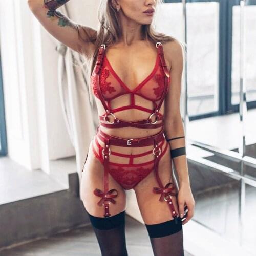 2021 Punk Harnesses Women Belt Sexy Body Bondage Sex Lingerie Belt Stockings Wedding Leather Garter Belts Goth Accessories