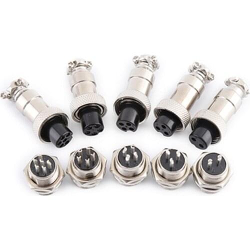 5Sets GX12 2/3/4/5/6/7 Pin Male + Female 12mm Circular Aviation Socket Plug Wire Panel Connector