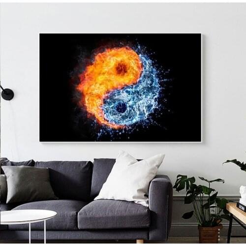 5d Diy Diamond Painting Yin and Yang Pop Fire and Water Cross Stitch Kit Mosaic Art Rhinestone Embroidery Home Decoration Gift