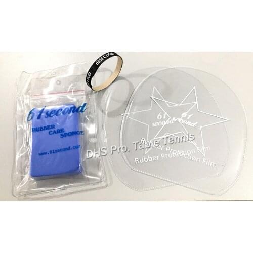 61Second Professional Table Tennis Racket Care Accessories Rubber Protective Film+Cleaner Sponge+Racket Edge Protection Tape