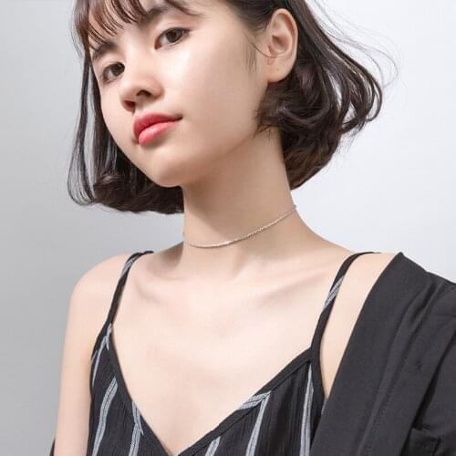 925 Sterling Silver Chain Necklace Choker Neck Jewelry Punk Gifts For Women Female Fashion Gold Black Platinum Color 31 CM