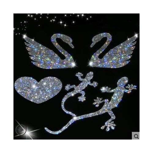 Car swan crystal full diamond inlaid rhinestone big gecko safe car stickers love diamond stickers snowflake hot-348