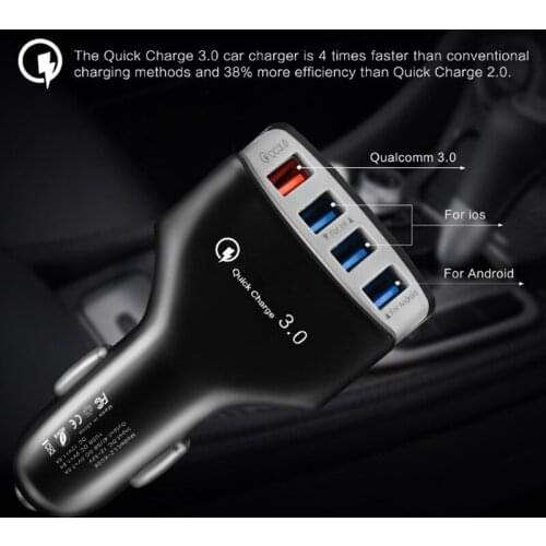 4 Ports USB Car Charger Quick Charge 3.0 Fast Car Cigarette Lighter For Samsung Huawei Xiaomi iphone Car Charger QC 3.0