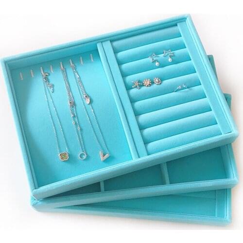 Velvet ring earrings display tray tray tray fashion jewelry cufflink organizer holder under case case shows ring earrings jewelr