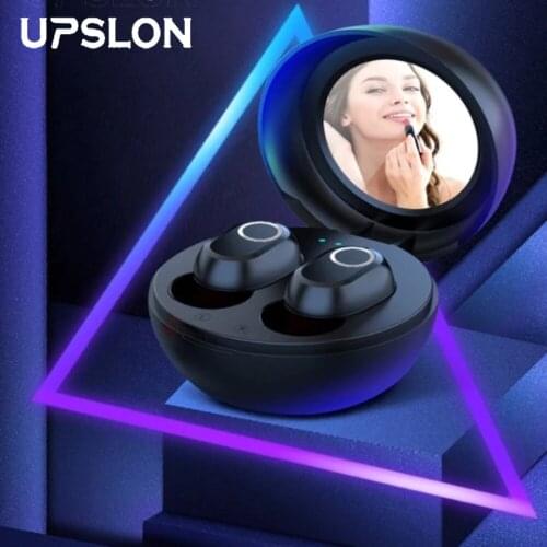 UPSLON Bluetooth-compatible 5.0 Earphone 350mAh Charging Box Wireless Headphone 9D Stereo Waterproof Earbud With makeup mirror
