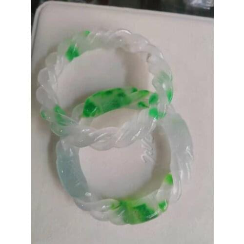 100%Class A Natural jadeite Floating green bangles handcarved jade bangle jewelry jadeite bangles Real jade women gift bracelet