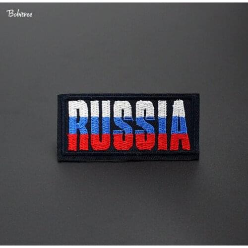 Letters RUSSIA Embroidered Patches Badge for Clothes Iron on Sewing Stickers Cloth Decoration Garment Appliques