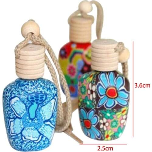 Floral Art Printed Hanging Car Air Freshener Perfume Perfume Bottle Pump Diffuser Scent Fragrance Travel Case Empty Bottle