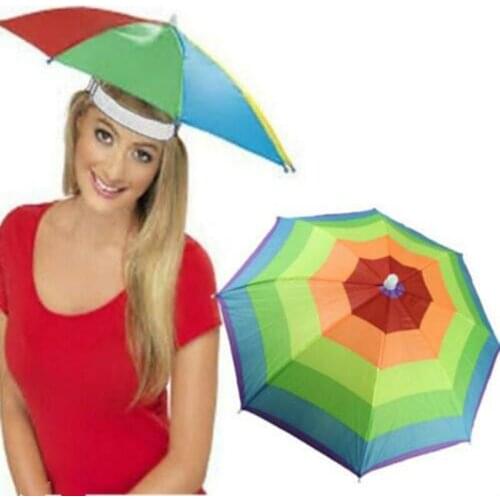 2020 New Rainbow Printed Head Umbrella Hat Portable Foldable Outdoor Sport Hiking Houlder Strap Cover Camouflage Sunscreen Shade